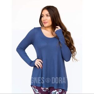 Agnes & Dora Long Sleeve Thermal Tee Indigo Blue New With Tags